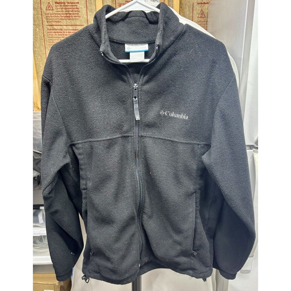 Columbia Mens Full Zip Fleece Jacket Black Standing Collar Size Medium